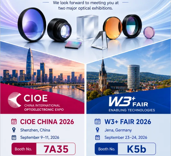 Jiujon Optics exhibitions 2026 at CIOE China and W3+ Fair Jena